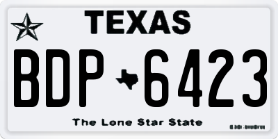 TX license plate BDP6423