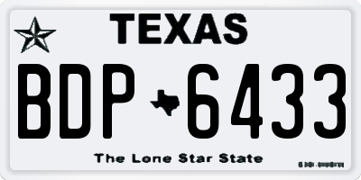 TX license plate BDP6433