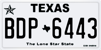 TX license plate BDP6443