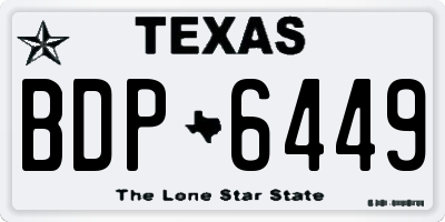 TX license plate BDP6449