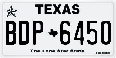 TX license plate BDP6450