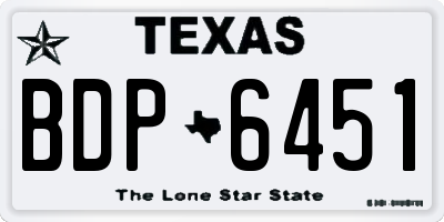 TX license plate BDP6451
