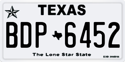 TX license plate BDP6452