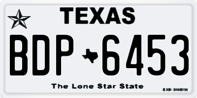 TX license plate BDP6453