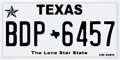 TX license plate BDP6457