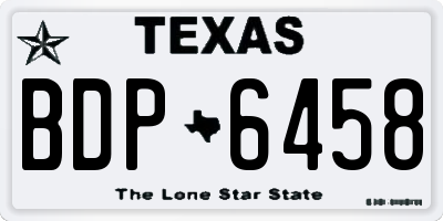 TX license plate BDP6458