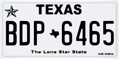 TX license plate BDP6465