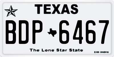 TX license plate BDP6467
