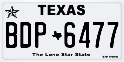 TX license plate BDP6477