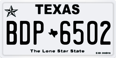 TX license plate BDP6502