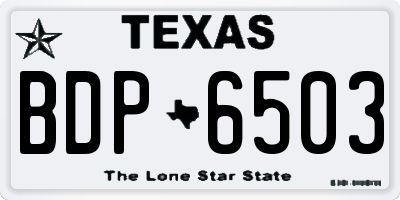TX license plate BDP6503