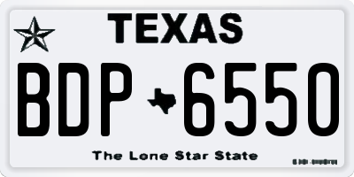TX license plate BDP6550