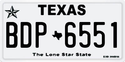 TX license plate BDP6551