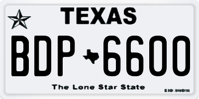 TX license plate BDP6600