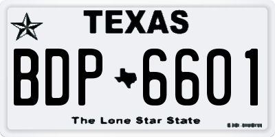 TX license plate BDP6601