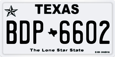 TX license plate BDP6602