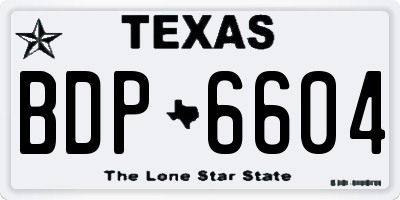 TX license plate BDP6604
