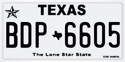 TX license plate BDP6605
