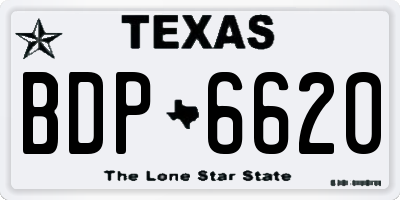 TX license plate BDP6620