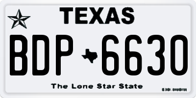TX license plate BDP6630