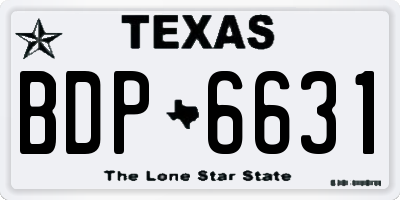 TX license plate BDP6631