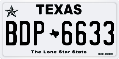 TX license plate BDP6633