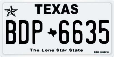 TX license plate BDP6635