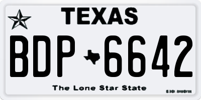 TX license plate BDP6642