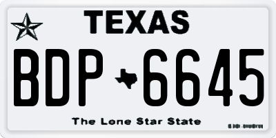 TX license plate BDP6645