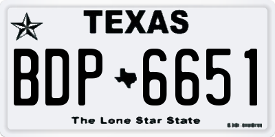 TX license plate BDP6651