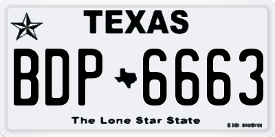 TX license plate BDP6663