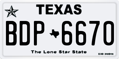 TX license plate BDP6670
