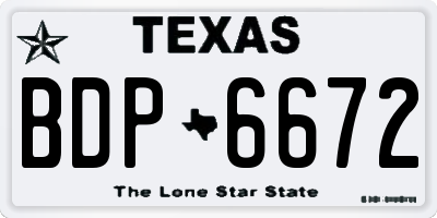 TX license plate BDP6672