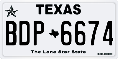 TX license plate BDP6674