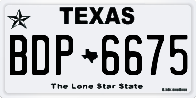 TX license plate BDP6675