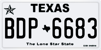 TX license plate BDP6683