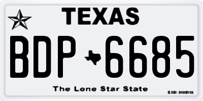 TX license plate BDP6685