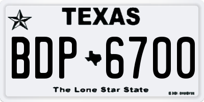 TX license plate BDP6700