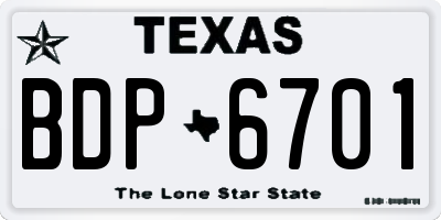 TX license plate BDP6701