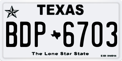TX license plate BDP6703