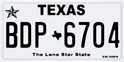 TX license plate BDP6704