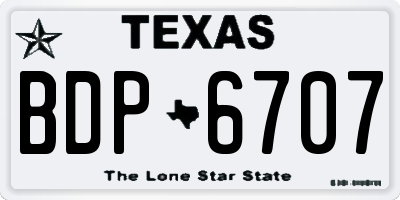 TX license plate BDP6707