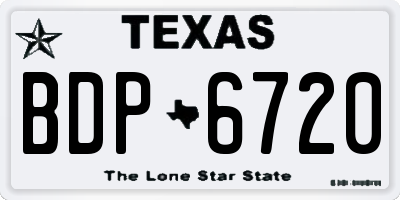 TX license plate BDP6720