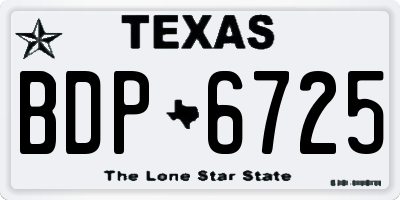 TX license plate BDP6725
