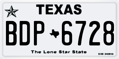 TX license plate BDP6728