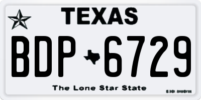 TX license plate BDP6729