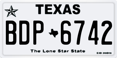 TX license plate BDP6742