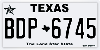 TX license plate BDP6745