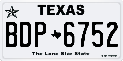 TX license plate BDP6752
