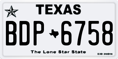 TX license plate BDP6758